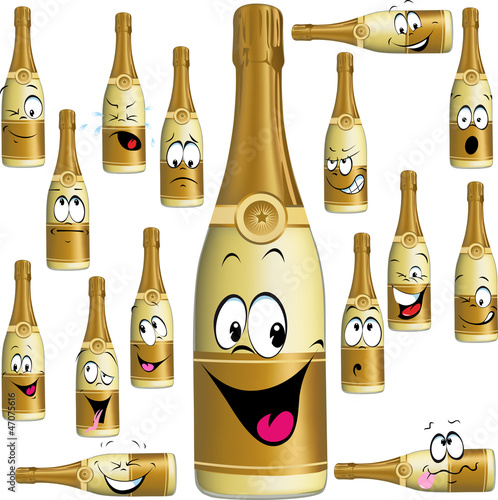 Bottle of Champagne funny cartoon