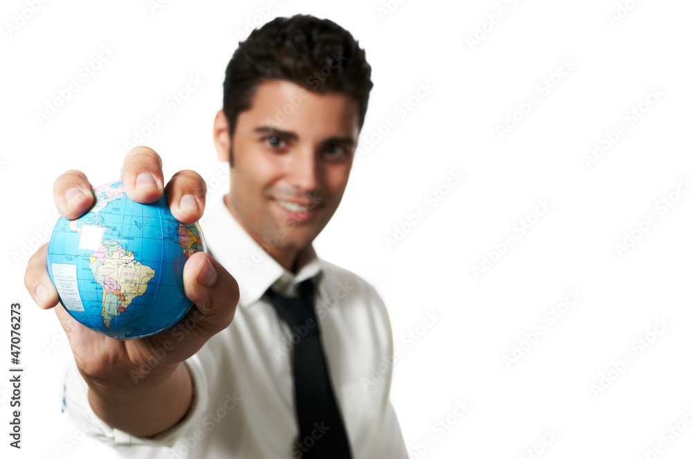 Business man holding the world in his hands Business man holding the world in his hands