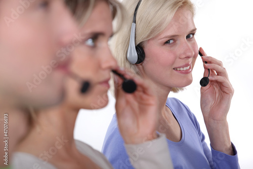 Woman working in a cell centre