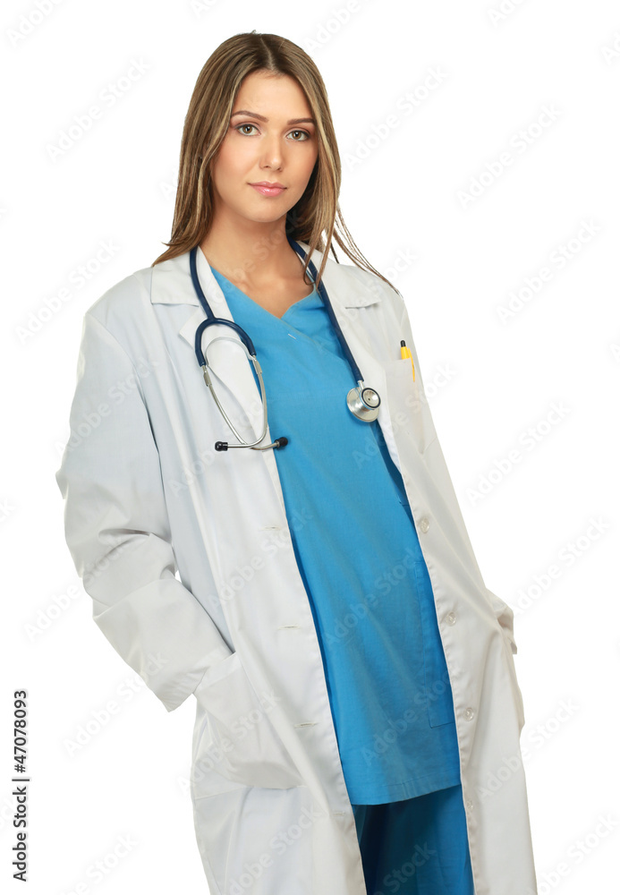 Closeup portrait of a female doctor with stethoscope Closeup portrait of a female doctor with stethoscope