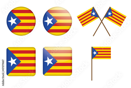 set of badges with flag of Catalan independentist photo
