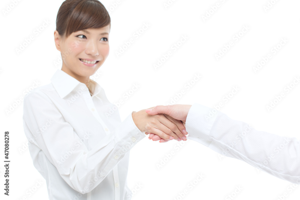 Beautiful asian businesswomen on white background