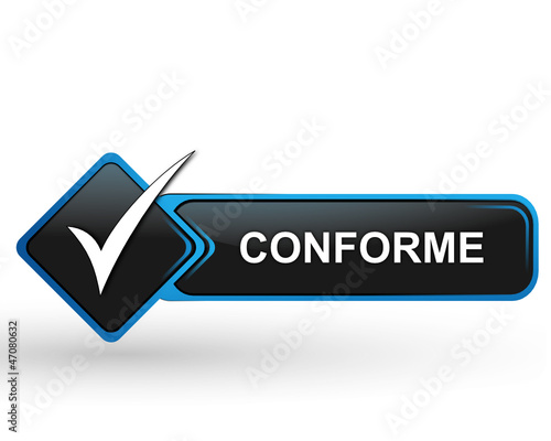 conforme sur bouton web carré design bleu