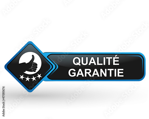 qualité garantie sur bouton web carré design bleu