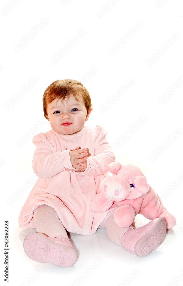 portrait of bautiful baby in pink portrait of bautiful baby in pink