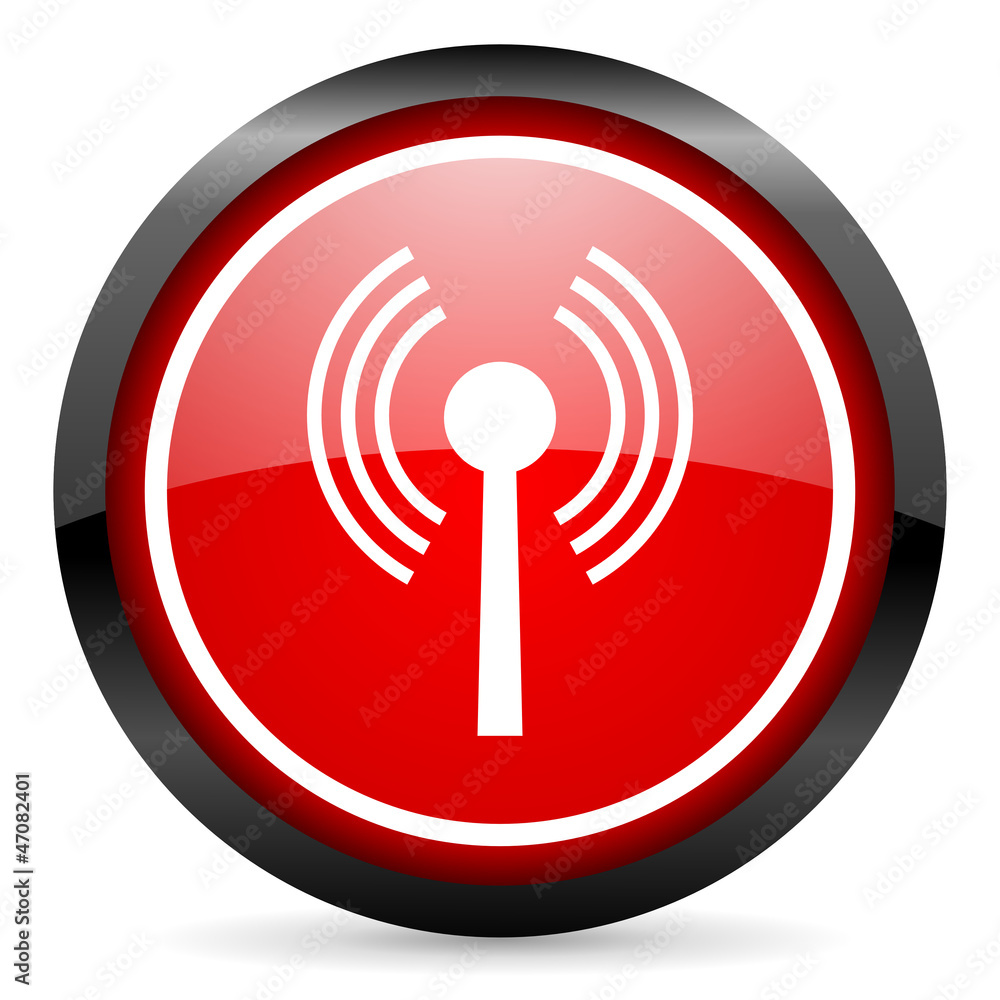 wifi round red glossy icon on white background wifi round red glossy icon on white background