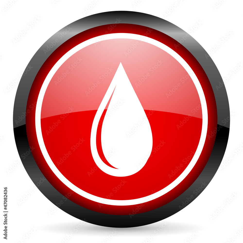 water drop round red glossy icon on white background water drop round red glossy icon on white background