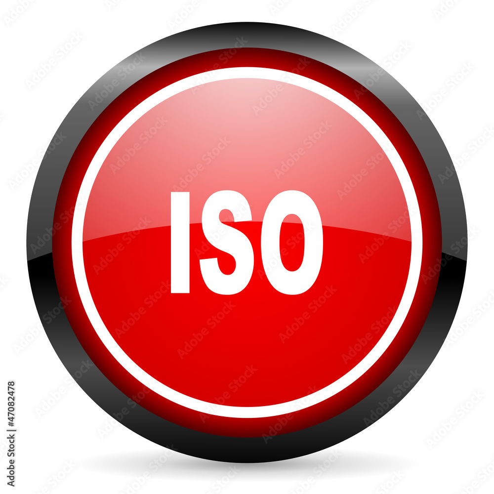 iso round red glossy icon on white background iso round red glossy icon on white background
