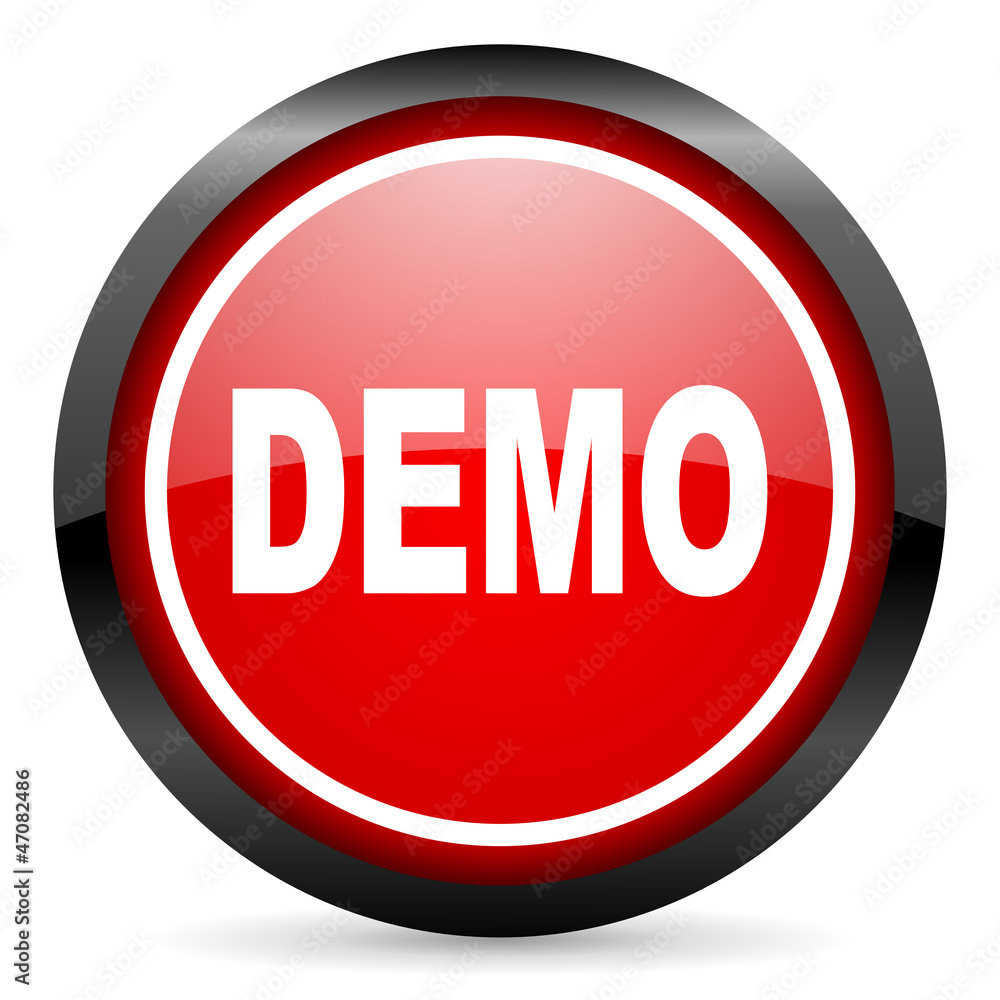 demo round red glossy icon on white background