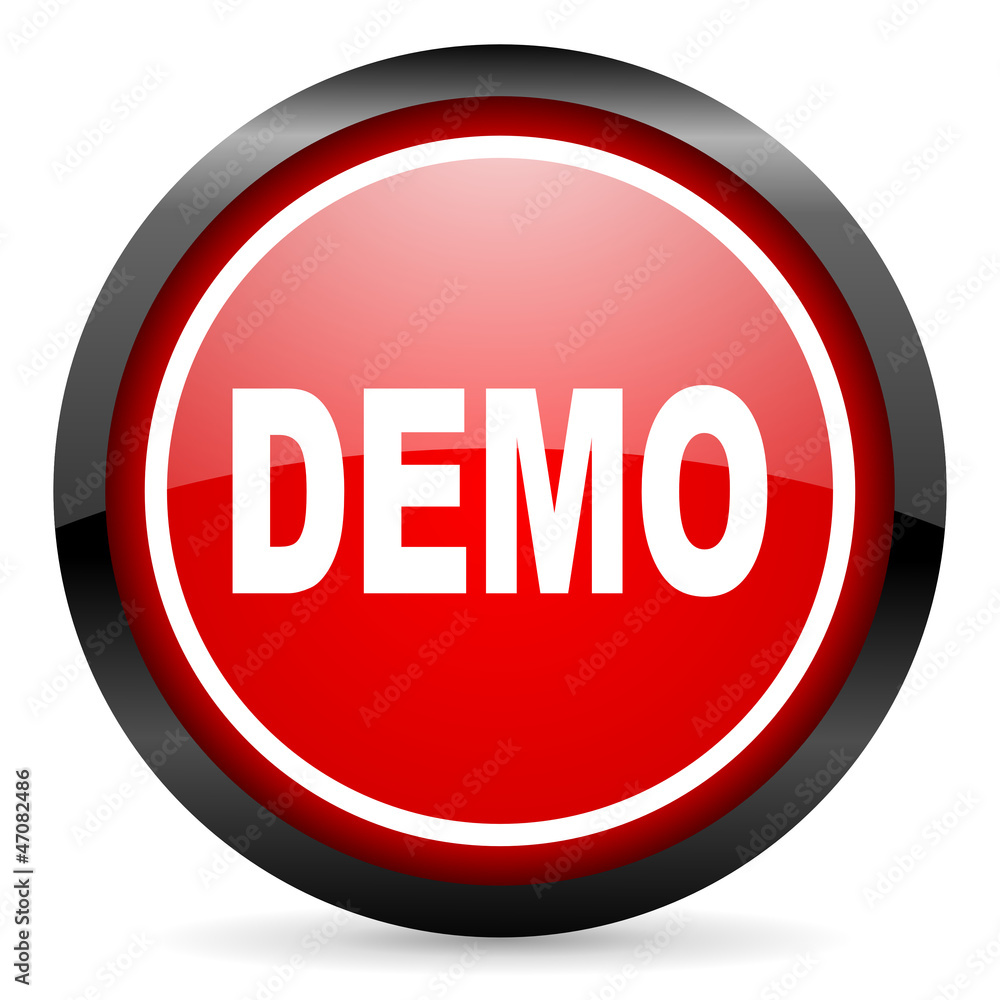 demo round red glossy icon on white background demo round red glossy icon on white background