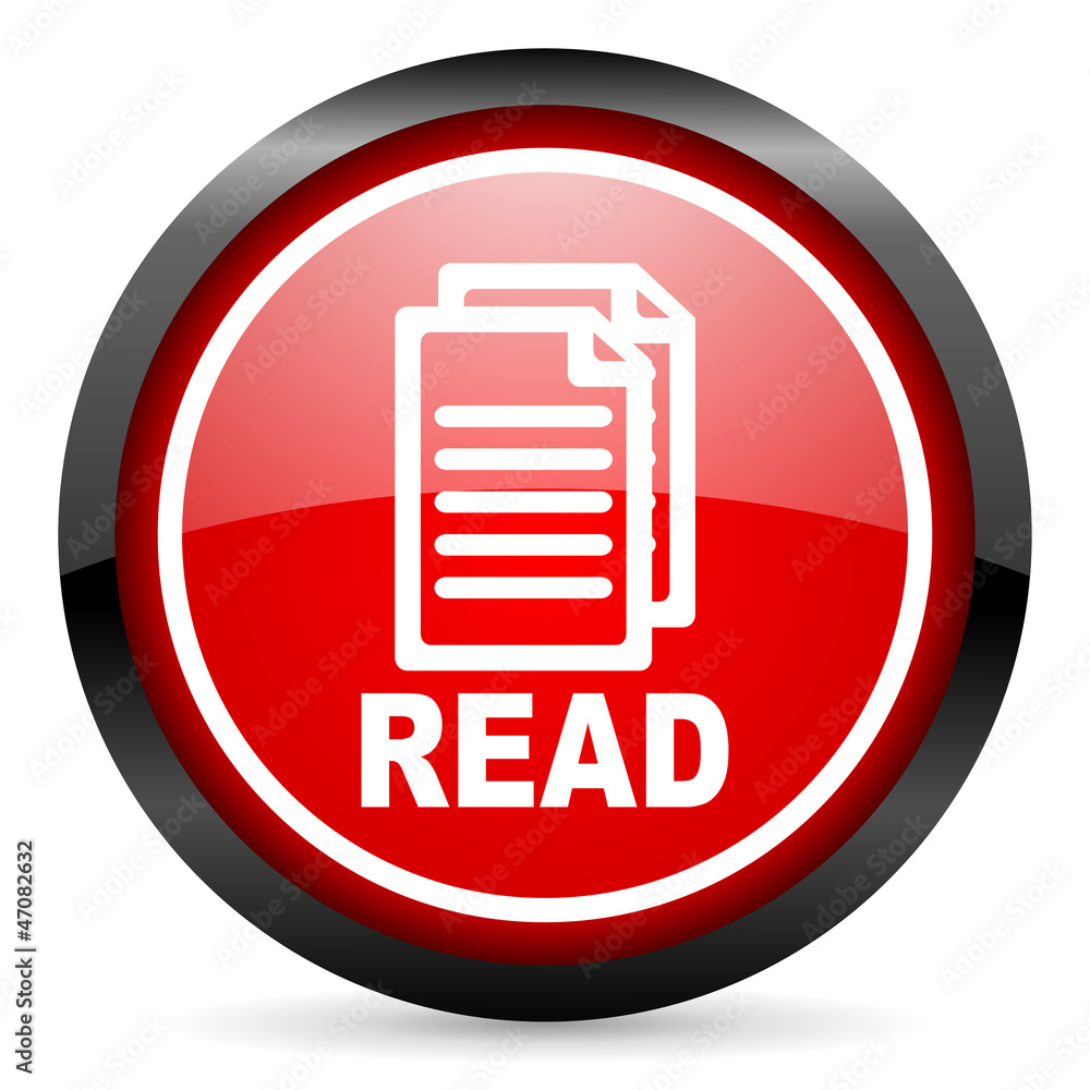 read round red glossy icon on white background read round red glossy icon on white background
