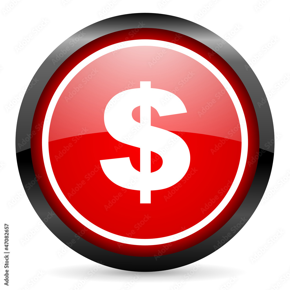 us dollar round red glossy icon on white background us dollar round red glossy icon on white background
