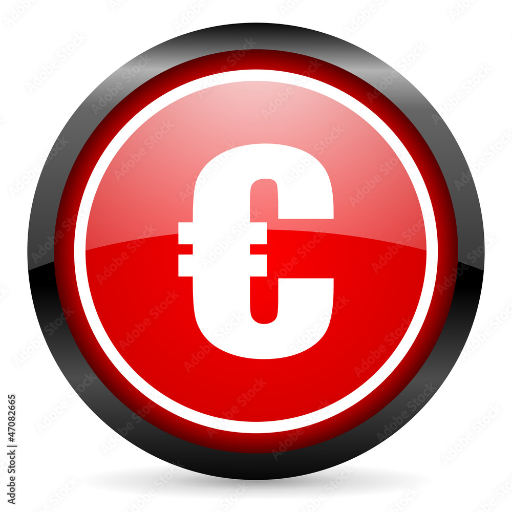 euro round red glossy icon on white background euro round red glossy icon on white background