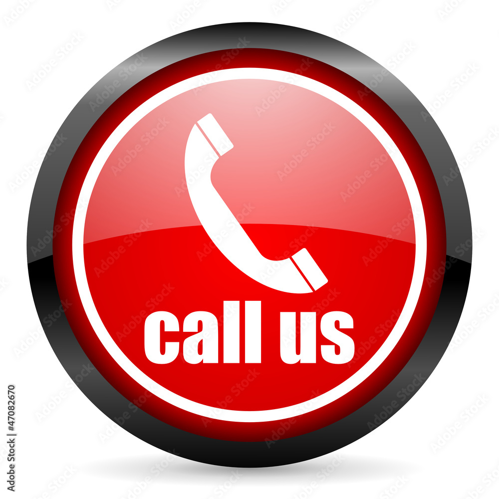 call us round red glossy icon on white background call us round red glossy icon on white background