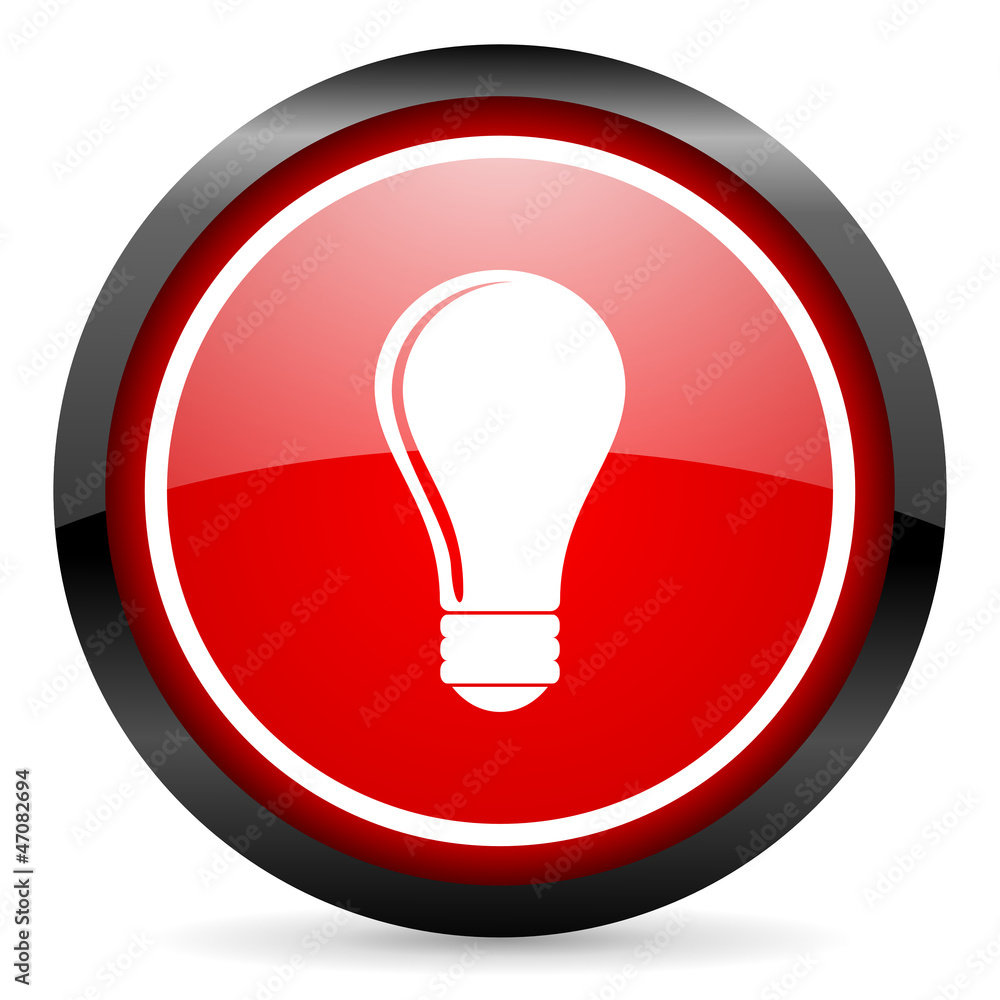 light bulb round red glossy icon on white background light bulb round red glossy icon on white background