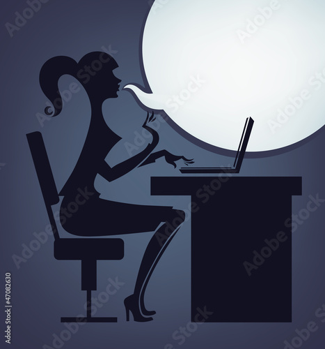fashionable office girl and speech bubble