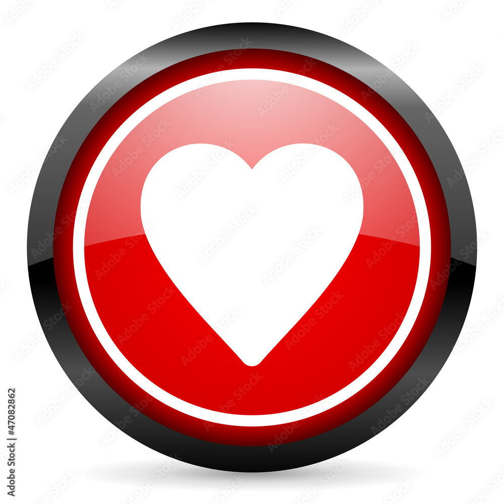 heart round red glossy icon on white background heart round red glossy icon on white background