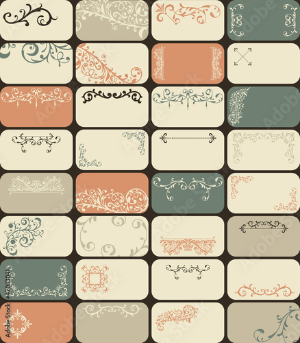 Vector 32 Business Cards in Retro Style