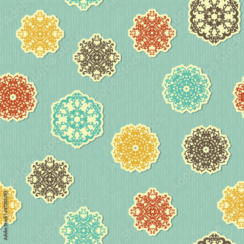 Vector Seamless pattern with  Highly Detailed Paper Cut Snowflak