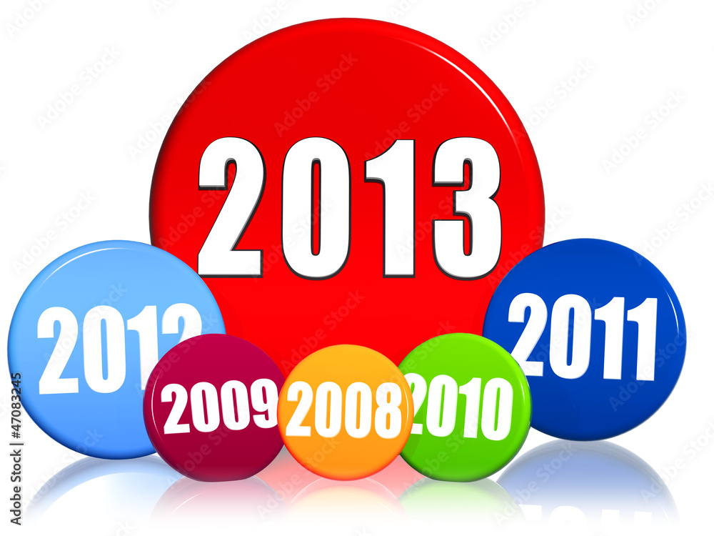 new year 2013 and previous years in colored circles new year 2013 and previous years in colored circles