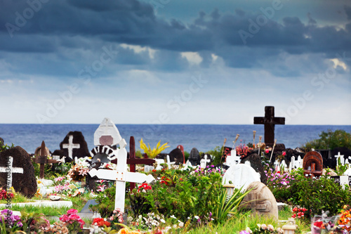 Graveyard in Hanga Roa, Easter Island photo