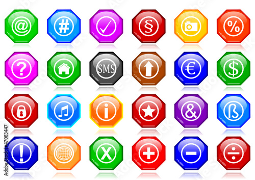 Many different colorful icons as octagons - illustration