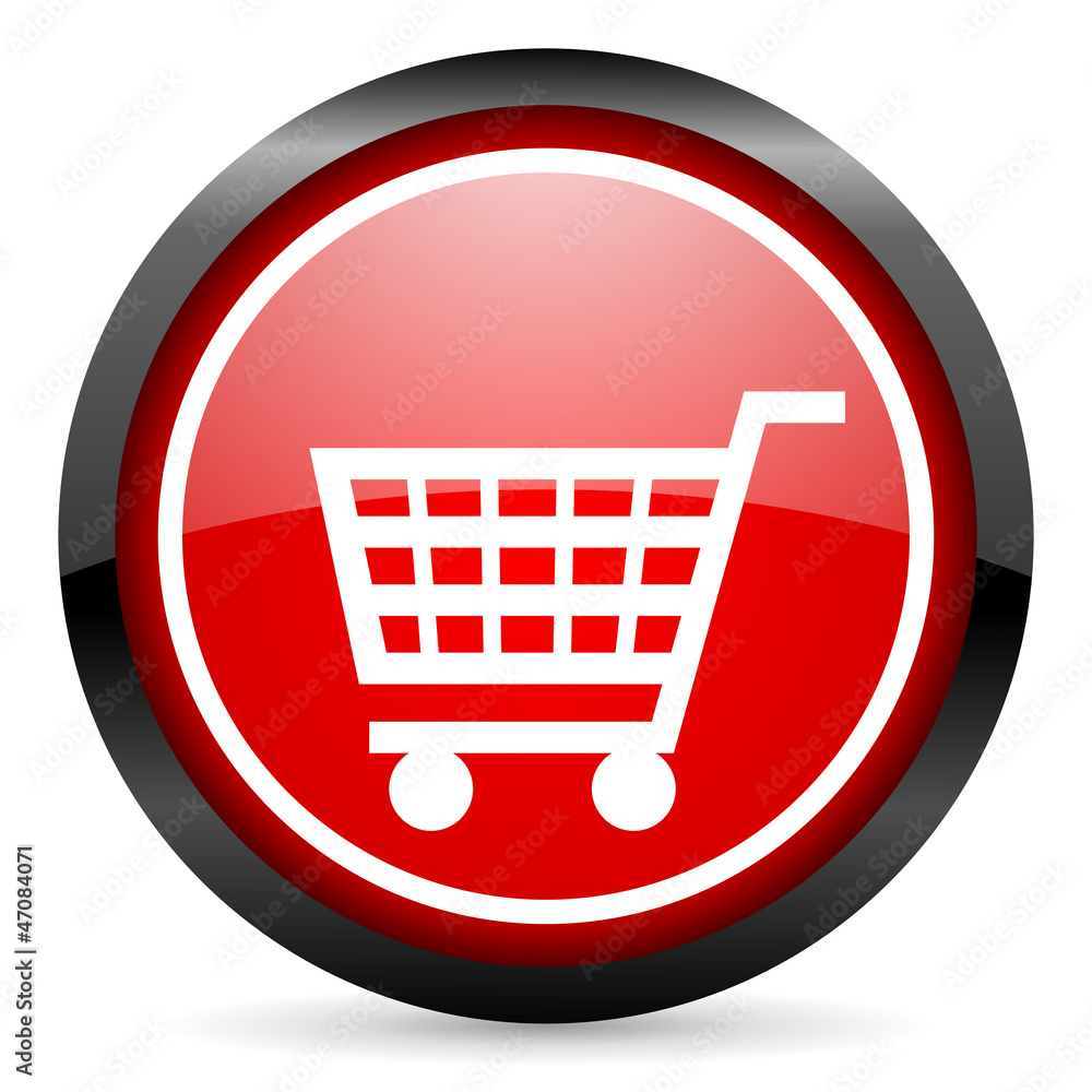 shopping cart round red glossy icon on white background shopping cart round red glossy icon on white background
