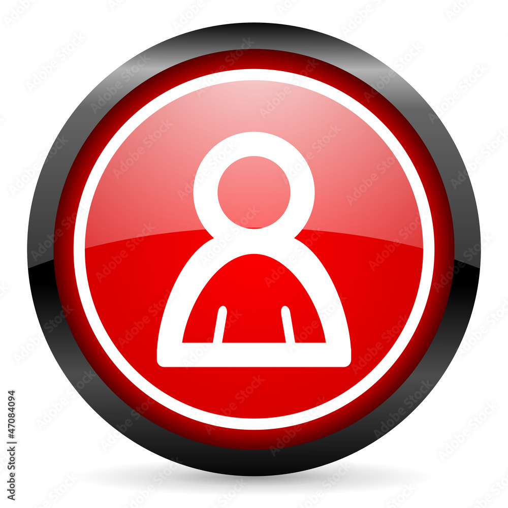 contact round red glossy icon on white background contact round red glossy icon on white background
