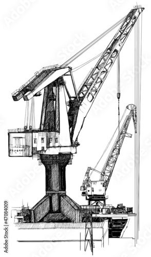 two cranes in a harbour