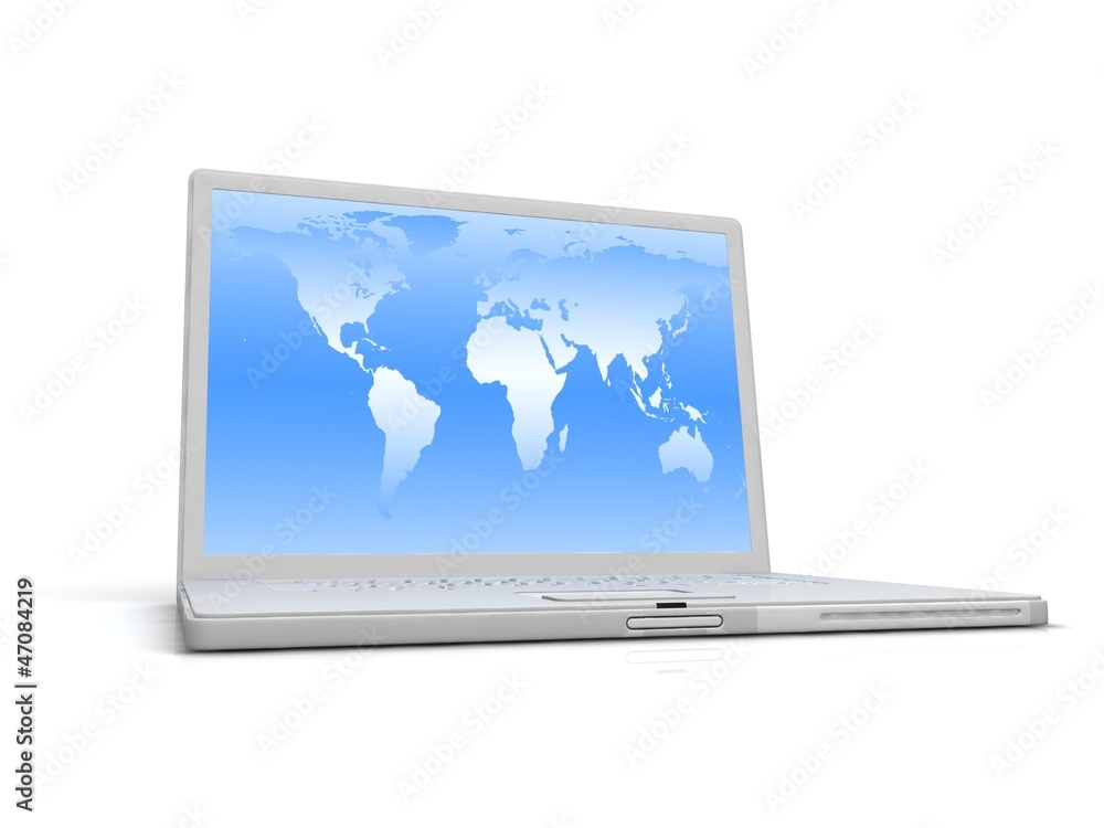 Professional Laptop on white background with reflection Professional Laptop on white background with reflection