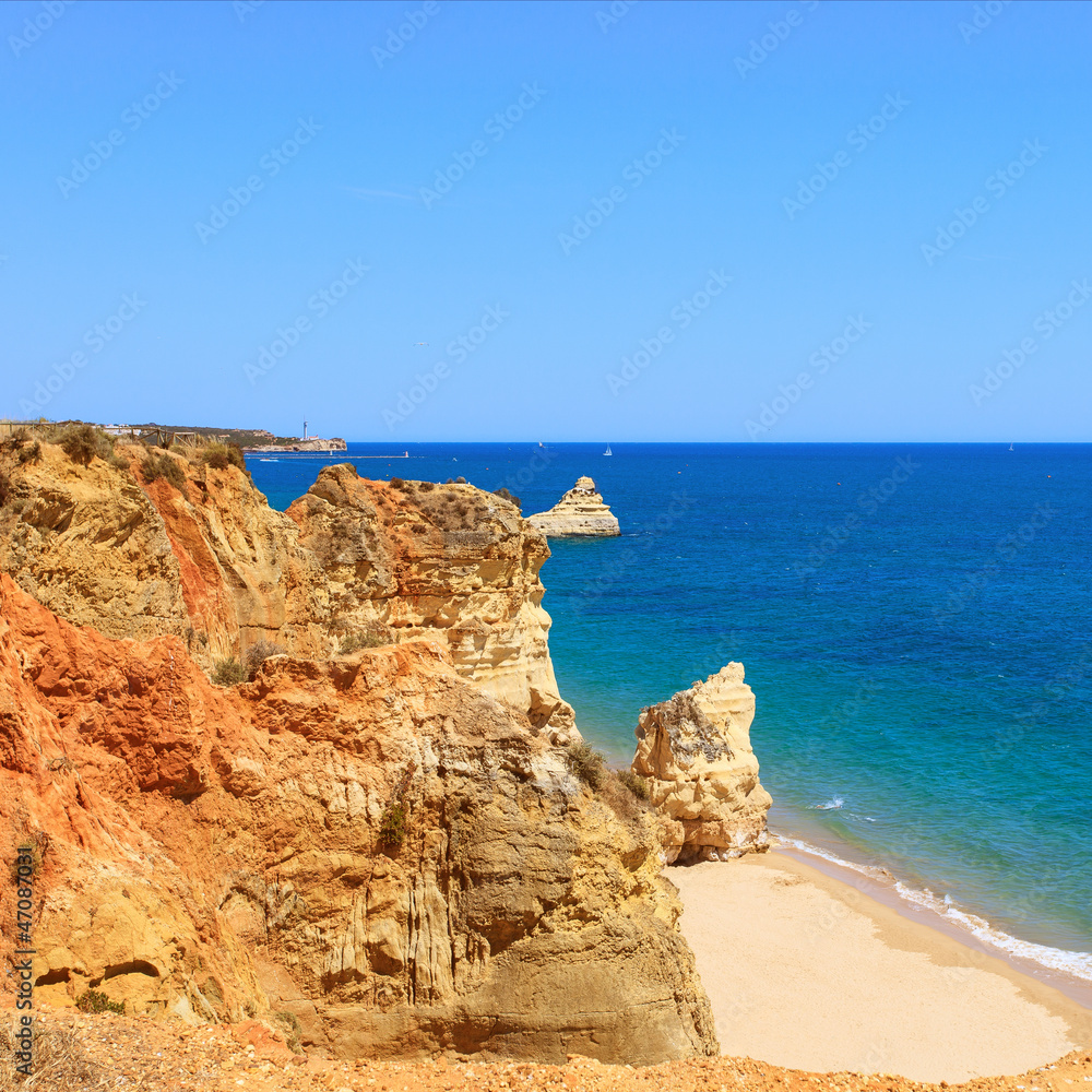 Rock Beach Praia da Rocha in Portimao. Algarve. Portugal