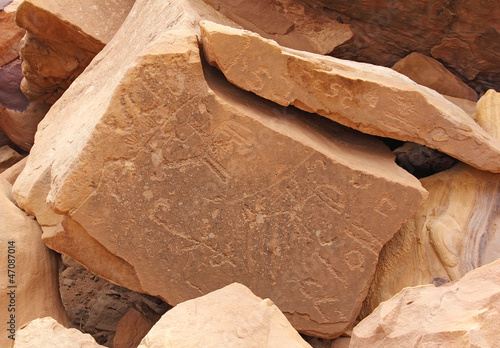 ancient drawings carved on the stone