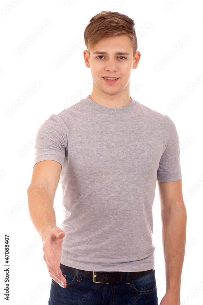 Portrait of men giving hand for handshake Portrait of men giving hand for handshake