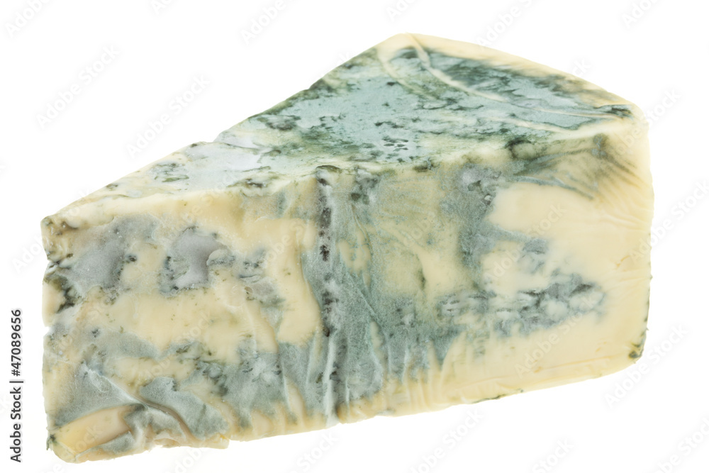 Wedge of soft blue cheese, isolated on white Wedge of soft blue cheese, isolated on white