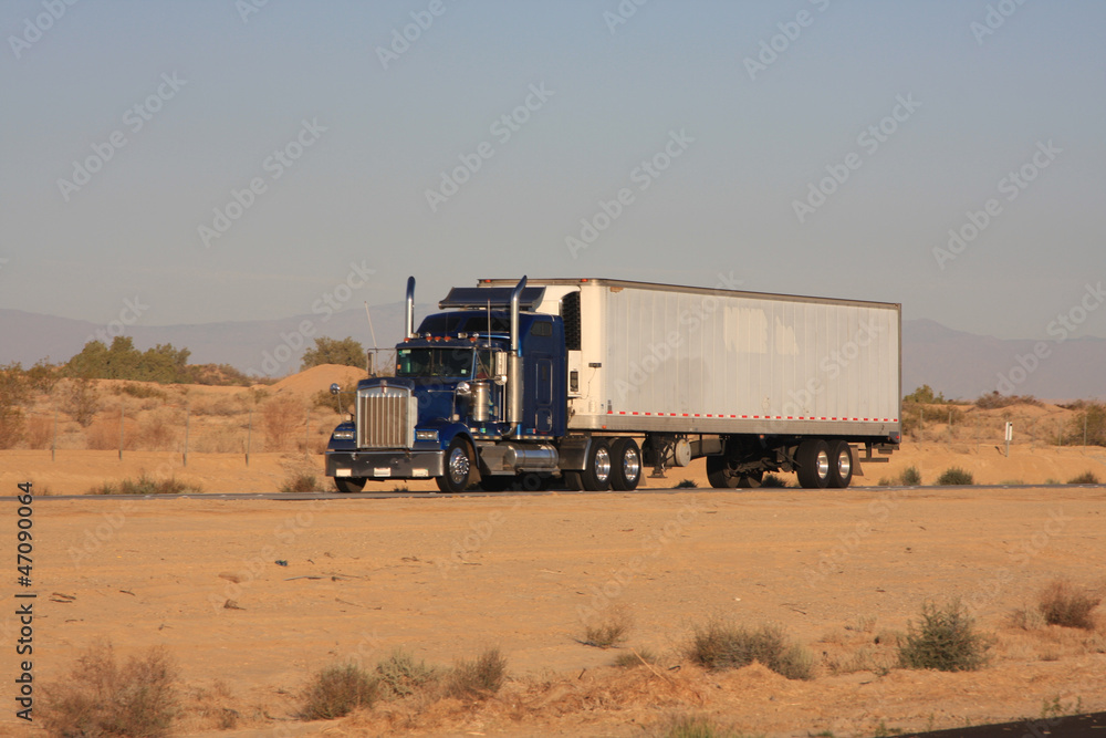 Tractor trailer in Desert