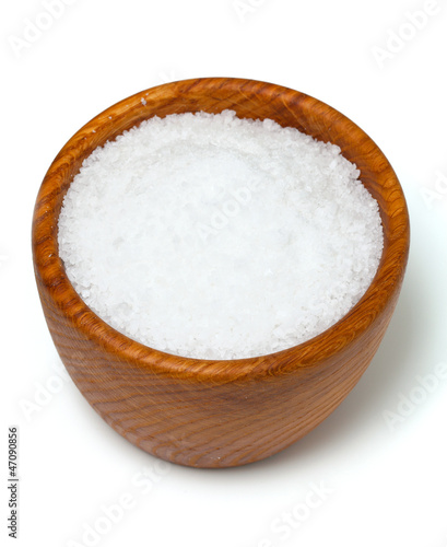 sea salt in wooden bowl