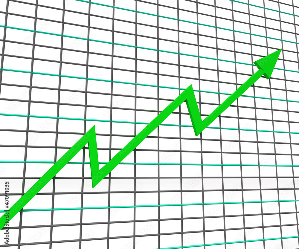 Obraz premium Green Graph Shows Profit Line