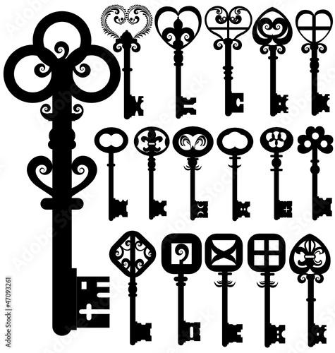 Old keys silhouettes vector stock