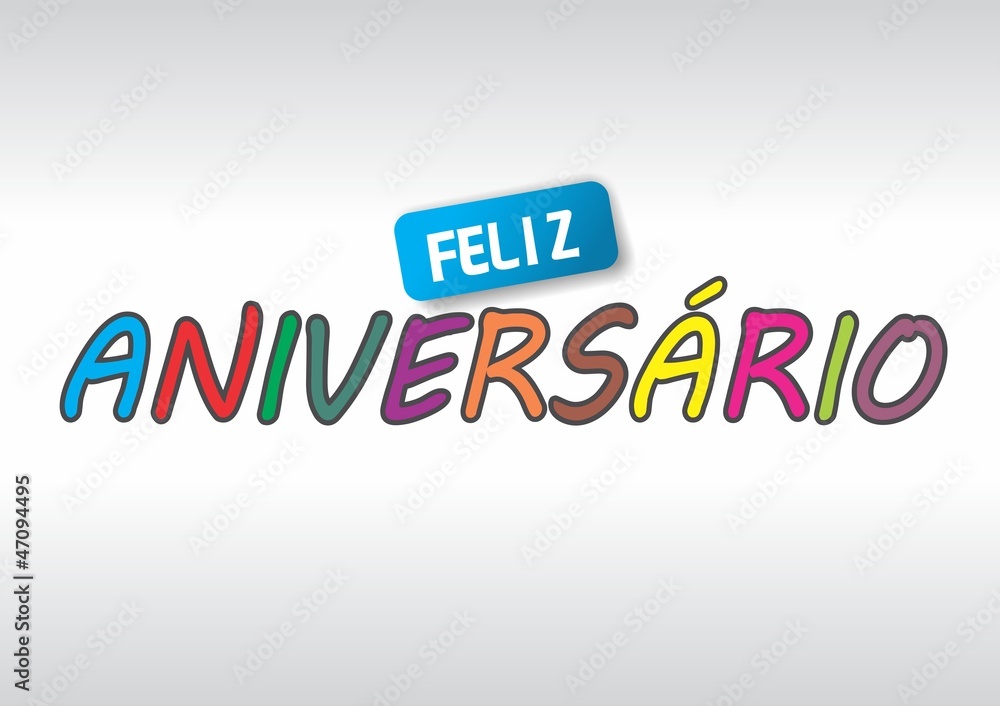 Fototapeta premium Feliz Aniversário Com Letras Coloridas
