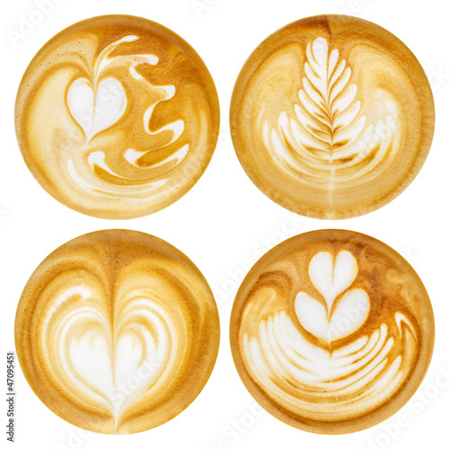Latte Art, koffie op witte achtergrond