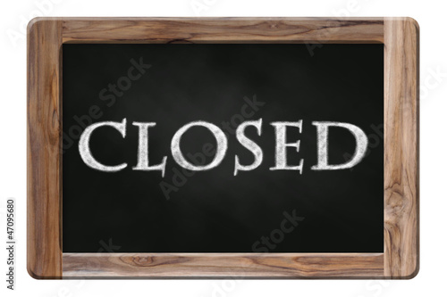 closed word on blackboard