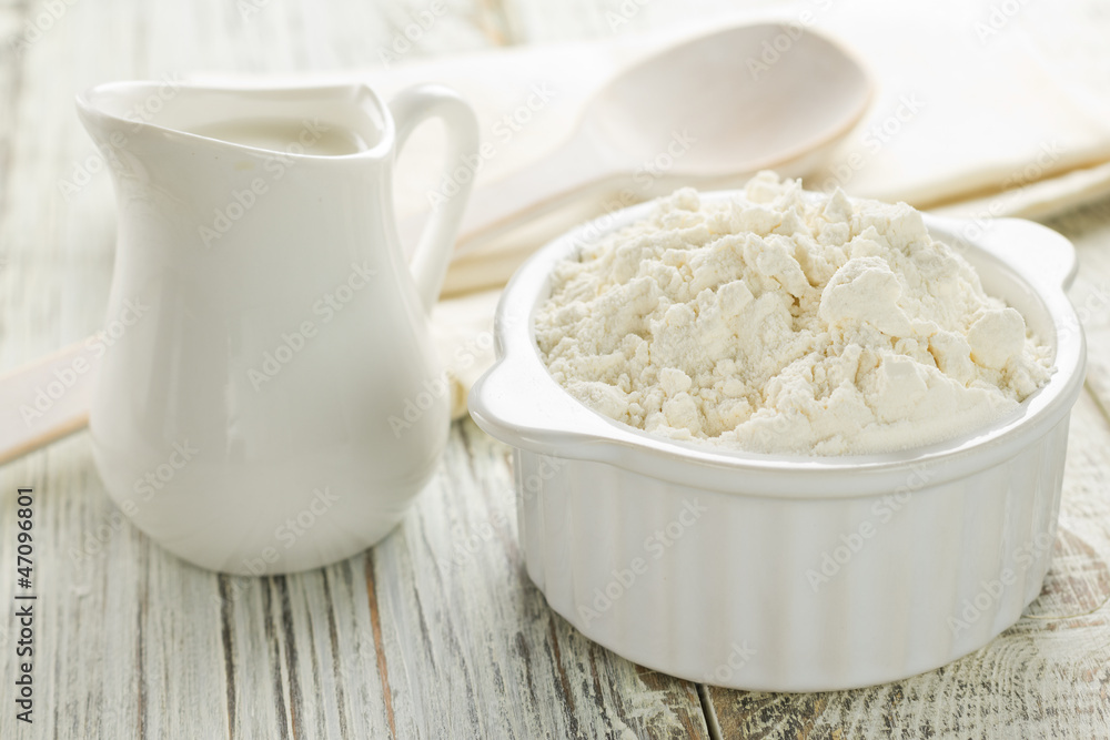 Flour, milk Flour, milk