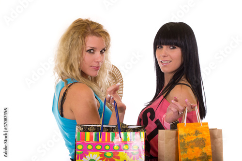 Happy girls out shopping