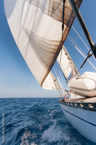 Sailing yacht on the race