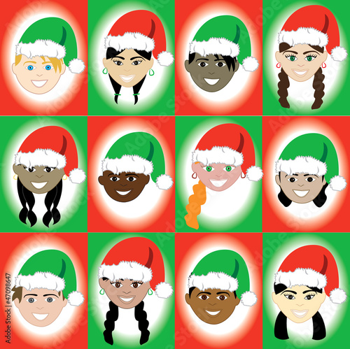 Christmas Hat Kid Faces