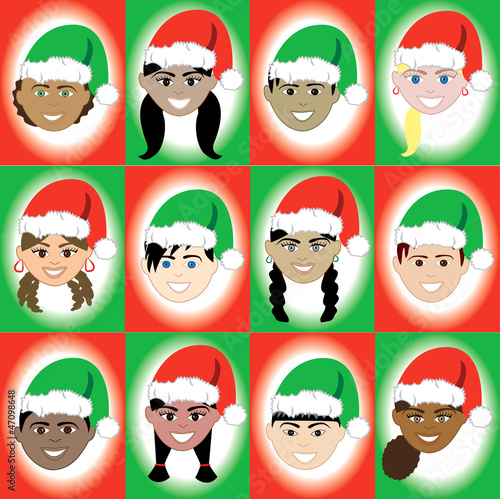 Christmas Hat Kid Faces