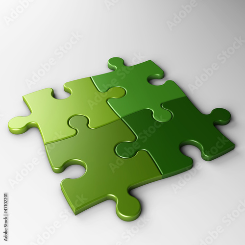 four puzzle pieces with clipping path