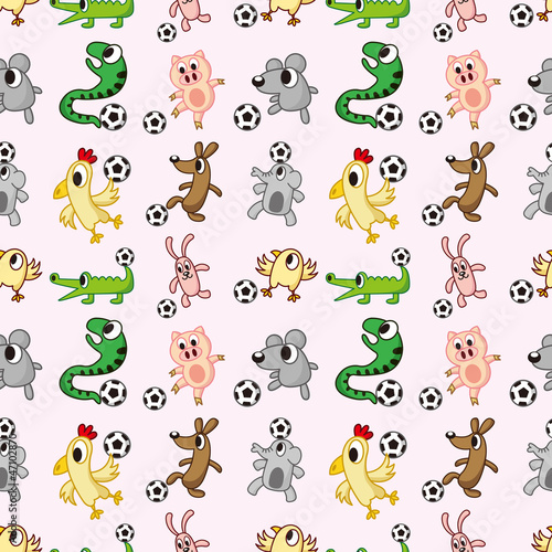 animal soccer seamless pattern