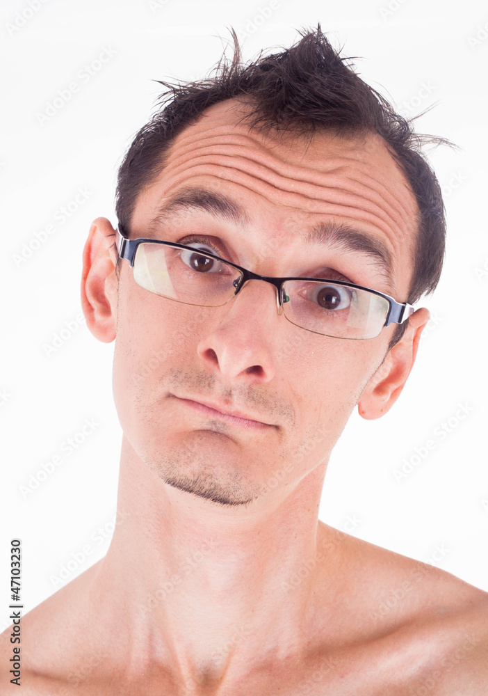 Humorous emotional portrait of grimacing young man Humorous emotional portrait of grimacing young man
