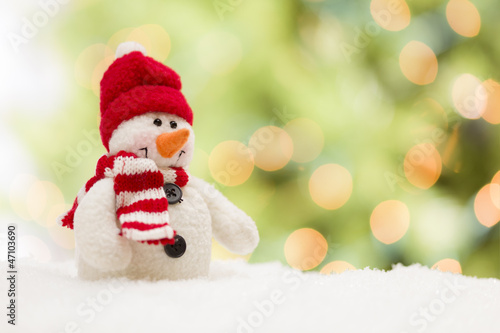 Cute Snowman Over Abstract Background © Andy Dean